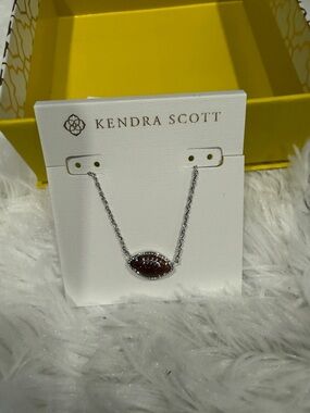 Kendra Scott Silver Necklace with Dark Brown Football